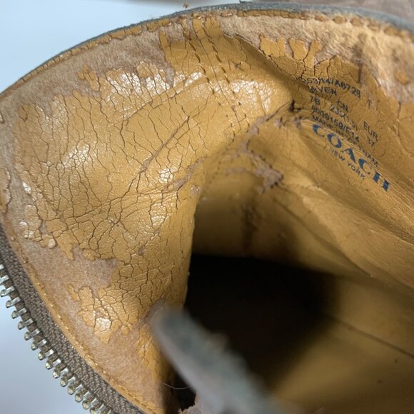 Coach Haven Studded Beige Leather Ankle Boots Heels Zipper Closure Size 7 - Picture 9 of 10